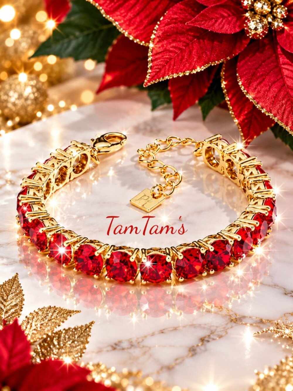 Park Lane Poinsettia Red Impression Tennis Bracelet Rare Limited Edition